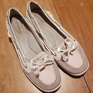 Sperry Top Sider 8.5 grey & white & silver